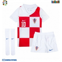 Camisa de Futebol Croácia Luka Modric #10 Equipamento Principal Infantil Europeu 2024 Manga Curta (+ Calças curtas)